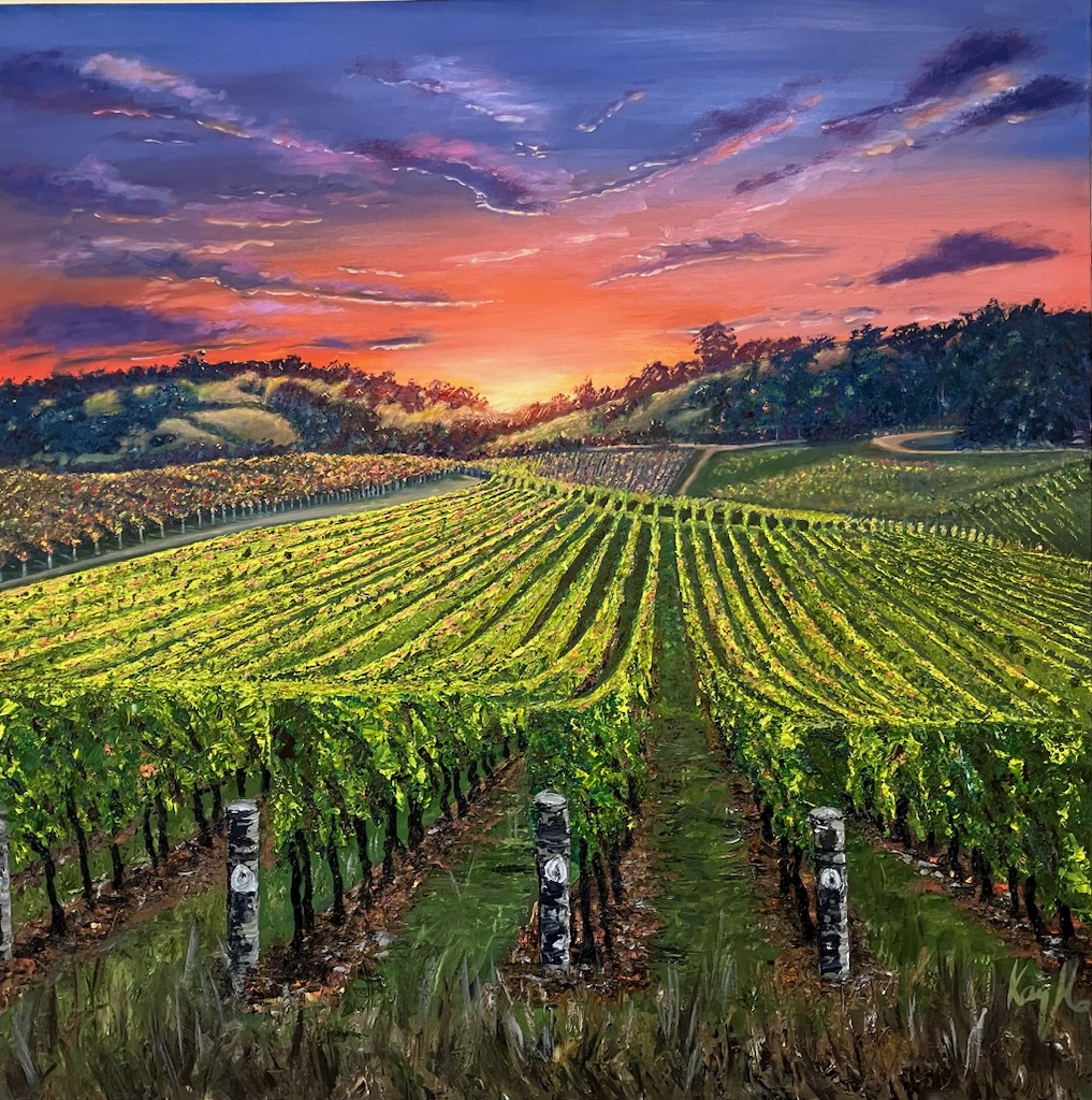 Oil painting of grape vines 